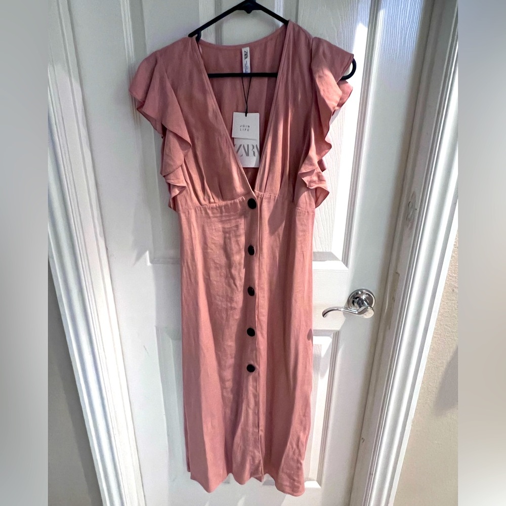 ZARA Dress **NWT** - ankle length, sz small, button-down